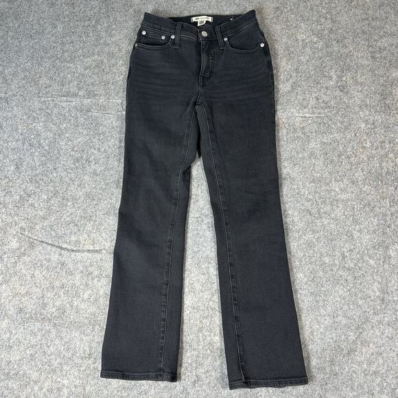 Madewell Mid Rise Kick Out Jeans Womens 23 Black Dark Wash Denim Stretch - Picture 1 of 10